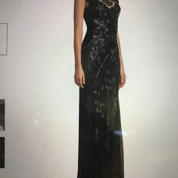 NEW BLACK BEADED EVENING GOWN